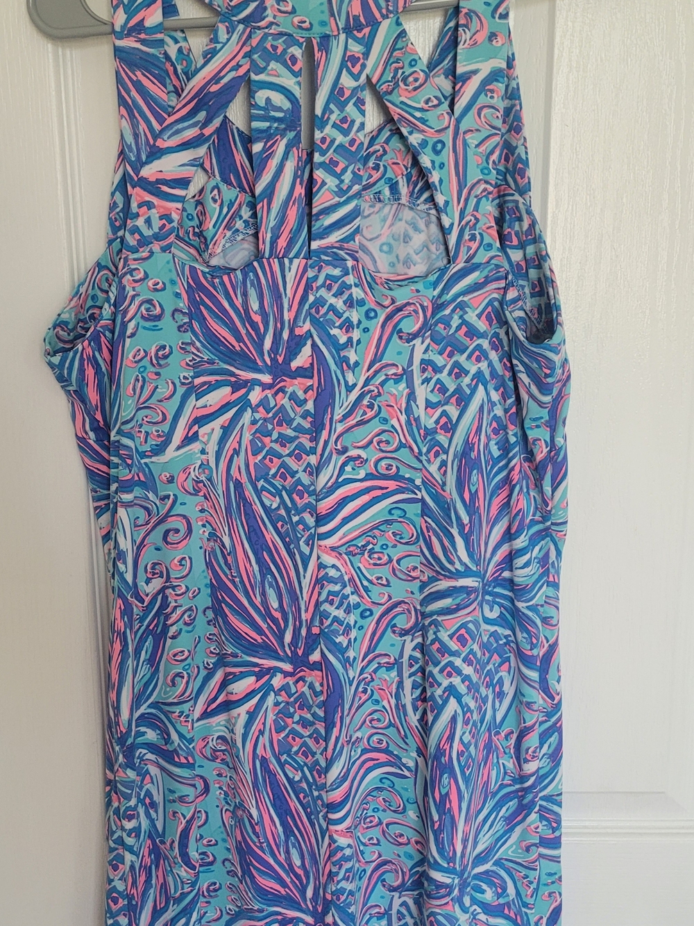 Tropical Pineapple Print Tank Dress in Aqua, Pink & Blue - Picture 3 of 7